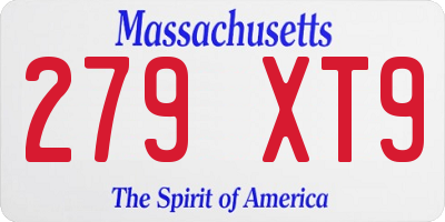 MA license plate 279XT9