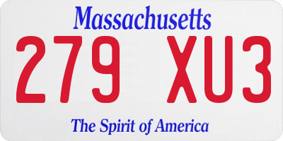 MA license plate 279XU3