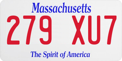 MA license plate 279XU7