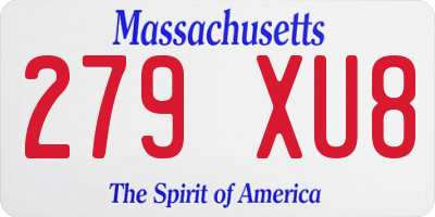 MA license plate 279XU8