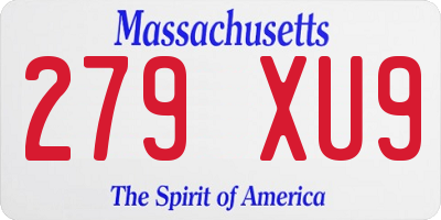 MA license plate 279XU9