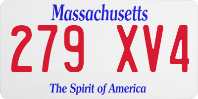 MA license plate 279XV4