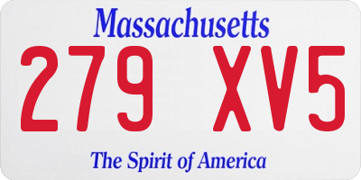 MA license plate 279XV5