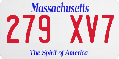 MA license plate 279XV7