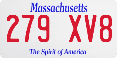 MA license plate 279XV8