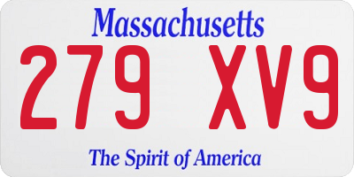 MA license plate 279XV9