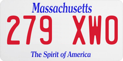 MA license plate 279XW0