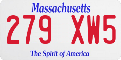 MA license plate 279XW5