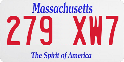 MA license plate 279XW7