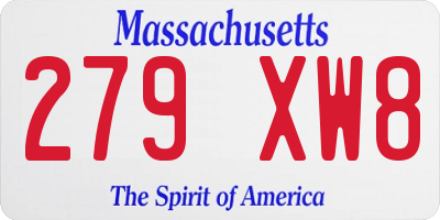 MA license plate 279XW8