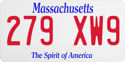 MA license plate 279XW9