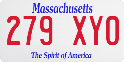 MA license plate 279XY0