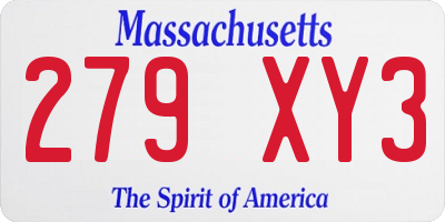 MA license plate 279XY3