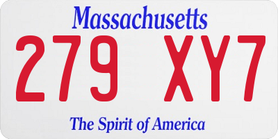 MA license plate 279XY7