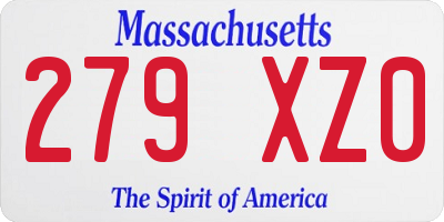 MA license plate 279XZ0