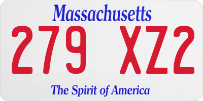 MA license plate 279XZ2