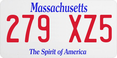 MA license plate 279XZ5