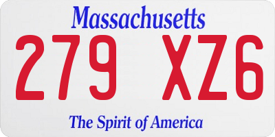 MA license plate 279XZ6