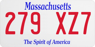 MA license plate 279XZ7