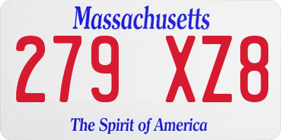 MA license plate 279XZ8