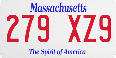 MA license plate 279XZ9