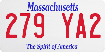 MA license plate 279YA2