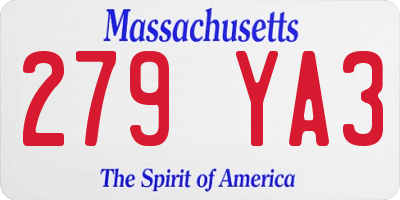 MA license plate 279YA3