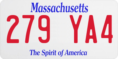 MA license plate 279YA4