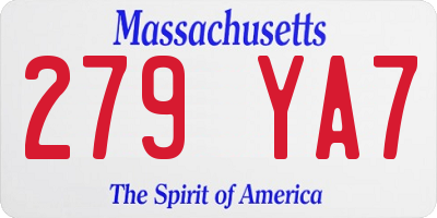 MA license plate 279YA7