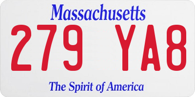MA license plate 279YA8