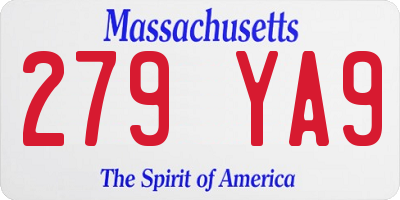 MA license plate 279YA9