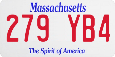 MA license plate 279YB4