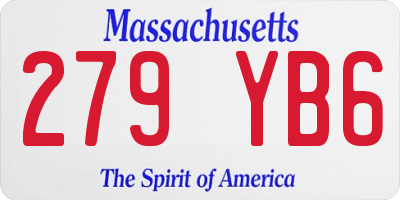 MA license plate 279YB6