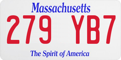 MA license plate 279YB7