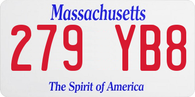 MA license plate 279YB8