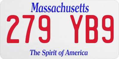 MA license plate 279YB9