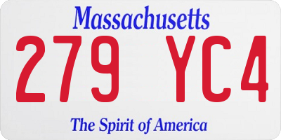 MA license plate 279YC4