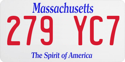 MA license plate 279YC7