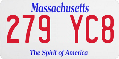 MA license plate 279YC8