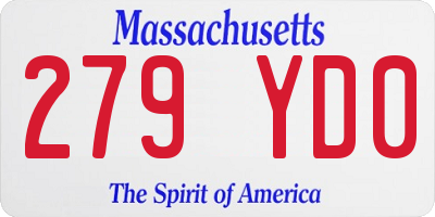 MA license plate 279YD0