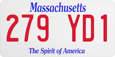 MA license plate 279YD1