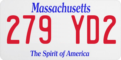 MA license plate 279YD2