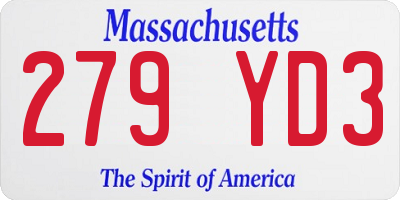 MA license plate 279YD3