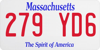 MA license plate 279YD6