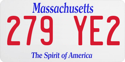 MA license plate 279YE2