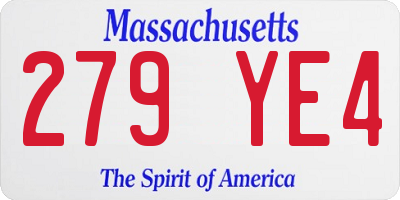 MA license plate 279YE4