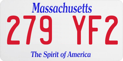 MA license plate 279YF2