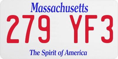 MA license plate 279YF3