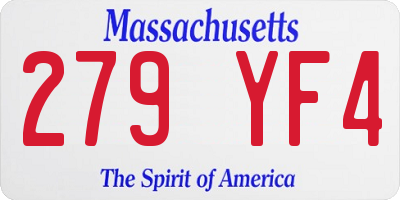 MA license plate 279YF4