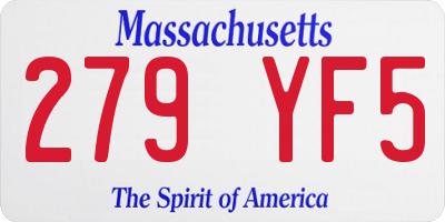 MA license plate 279YF5
